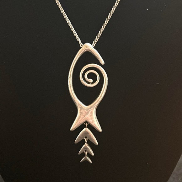 Lucky Brand Jewelry - Lucky brand, silver toned, 26 inch necklace with fish bone pendant